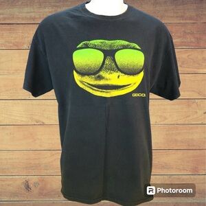 Vintage GEICO Lizard Mascot Character T Shirt Men’s Faded Black Tee Size XL ?
